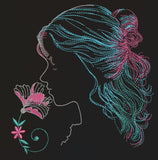 Woman with flower outline: Embroidery Design - FineryEmbroidery