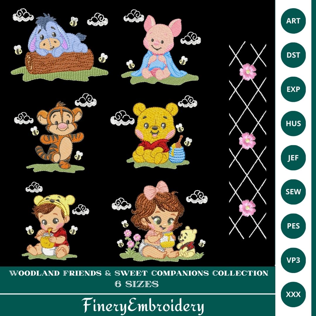 Woodland Friends & Sweet Companions Collection – 7 Designs - FineryEmbroidery