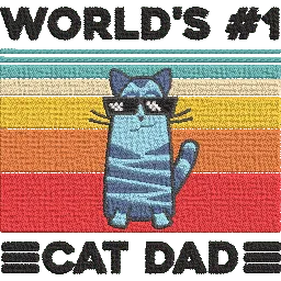 Worlds-No-1-Cat-Dad - Father Embroidery Design - FineryEmbroidery