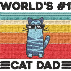 Worlds-No-1-Cat-Dad - Father Embroidery Design - FineryEmbroidery