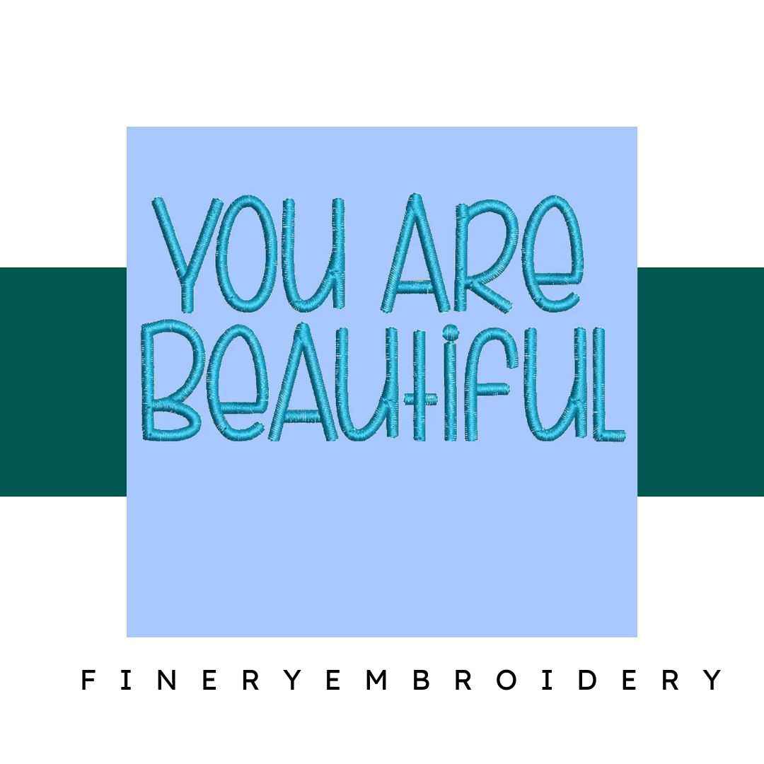 You Are Beautiful Embroidery alphabet Font Set