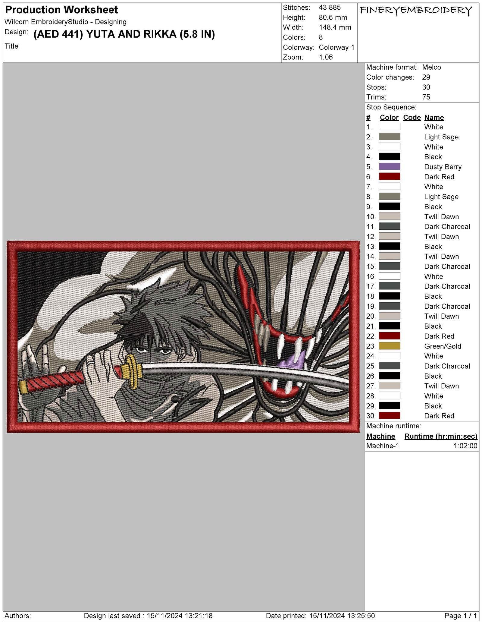 Yuta and Rika Embroidery Design | Jujutsu Kaisen - FineryEmbroidery