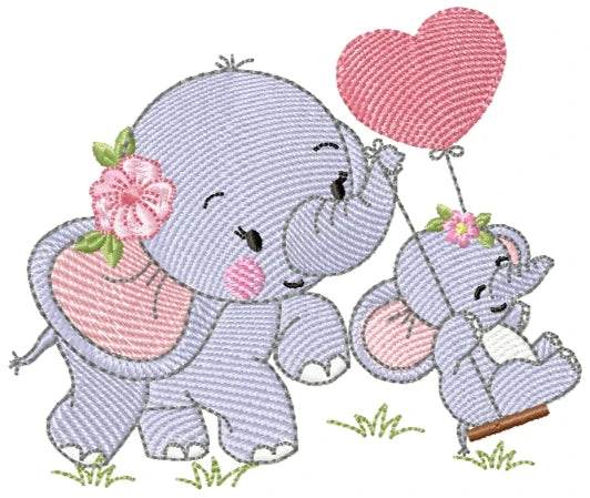 Elephant embroidery designs pack