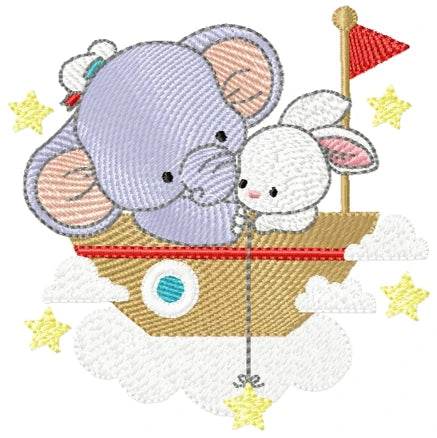 Elephant embroidery designs pack