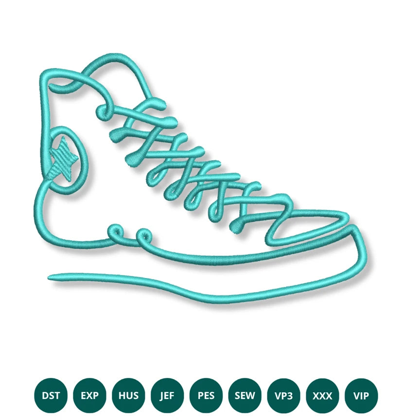 Minimalist High Top Sneaker Outline Embroidery Design machine embroidery design pattern