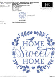 Home Sweet Home Embroidery Design – Elegant Floral Wreath